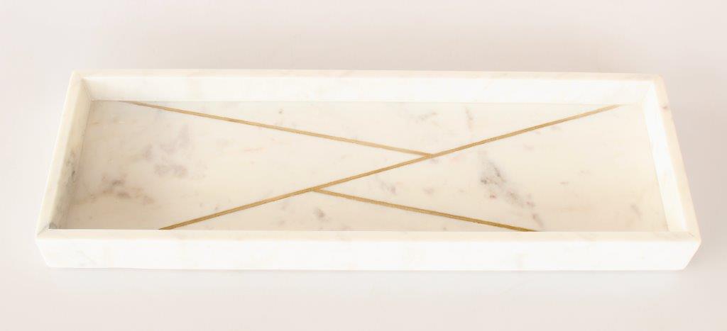 Rectangular Marble & Brass Insert Tray